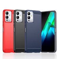 Coque arrière souple antichoc robuste en TPU avec fibre de carbone de luxe, anti-traces de doigts et électroplaquée pour F34 5G A31/A32 4G