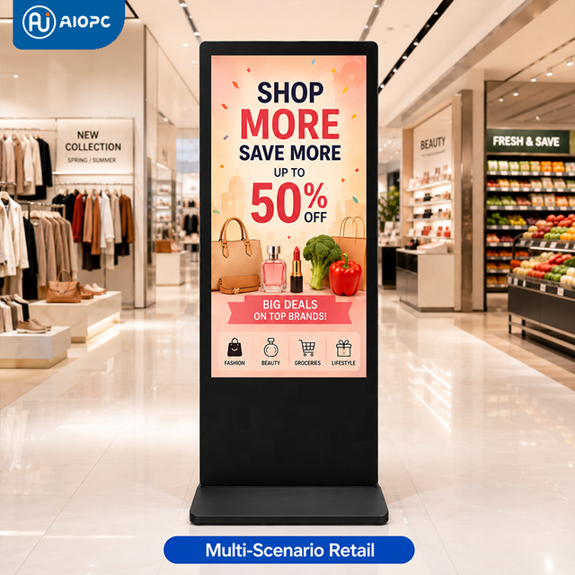 Floor Standing Vertical LCD Digital Signage Advertising Display | Built-in Media Player | Indoor Retail Store