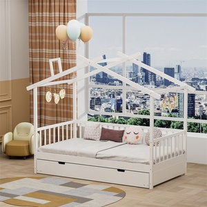 Cama Infantil de Madera de Diseño Moderno para Niñas, Cama Tipo Casa con Cama Nido - Product Image 5