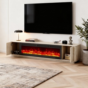 Meuble TV cheminée personnalisable en gros 100 pouces blanc dernier avec table moderne et basse - Product Image 5