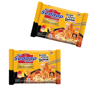 Savor the rich, spicy fusion of Indonesian Mie <strong>Sedaap</strong> with authentic Korean Cheese Buldak flavor delivering creamy - Product Image 1