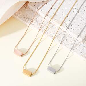 Elegante ciondolo in metallo in acciaio inox gioielli moderni per le donne minimalista geometrico orizzontale Bar collana - Product Image 1