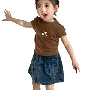 Ropa DE TRABAJO Retro con bolsillo grande <span class=keywords><strong>para</strong></span> niñas, Falda corta, prendas de vestir exteriores, versión de primavera y verano, falda roja vaquera de moda <span class=keywords><strong>para</strong></span> niñas y niños - Product Image 3