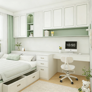 Armario y Cama Tatami de Madera Modernos Personalizados de Fábrica con Espacio de Almacenamiento <span class=keywords><strong>para</strong></span> Apartamentos y Hoteles - Product Image 2
