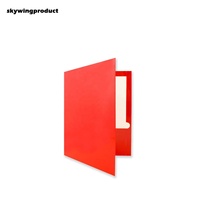 Carpeta de Archivos de Papel de Dos Bolsillos Planos, Tamaño Carta, Color Rojo, Ecológica, de Alta Calidad, con Logotipo Personalizado, Marca Skywingproduct