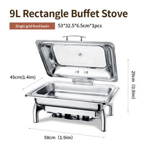 Chafing Dish Árabe Redondo de 9L en Acero Inoxidable Dorado de Lujo con Quemadores para Buffet y Catering, Calentador de <span class=keywords><strong>Comida</strong></span> para Hotel - Product Image 2