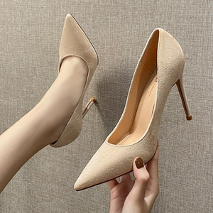 Chaussures de bureau au design simple 6CM/8CM/10CM, talons uniques en daim de luxe pour femmes - Product Image 4
