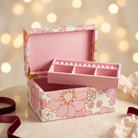 Boîte à bijoux rectangulaire de luxe LG7345 en velours, motif quadrillé mignon fraise, grande taille, faite à la main, avec fermeture à bouton, personnalisable OEM