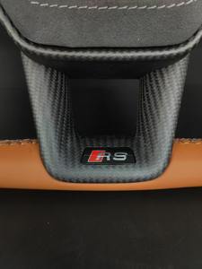 Volant sport à fond plat en cuir suédé et fibre de carbone pour <span class=keywords><strong>Audi</strong></span> RS3/Q5/A7/A8 avec palettes de changement de vitesse sportives à marqueurs orange - Product Image 3