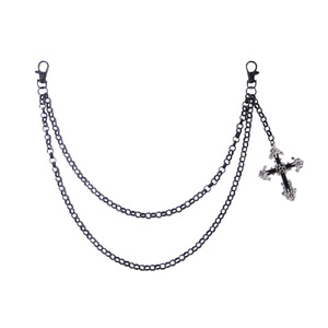 Cross Pendant Double Layer <b>Trouser</b> <b>Chain</b> Zinc Alloy Unisex Hip Hop Waist <b>Chain</b> Daily Wear - Product Image 5