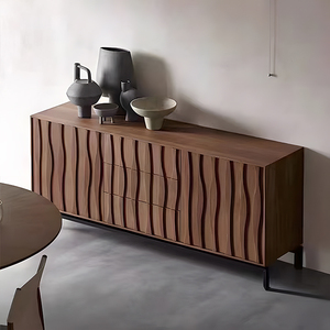 Modern Walnut <strong>Sideboard</strong> New Design <strong>Cheap</strong> Wholesale for Home Wall Living Room Furniture Wood Style Panel for Hotel Apartment Use - Product Image 4