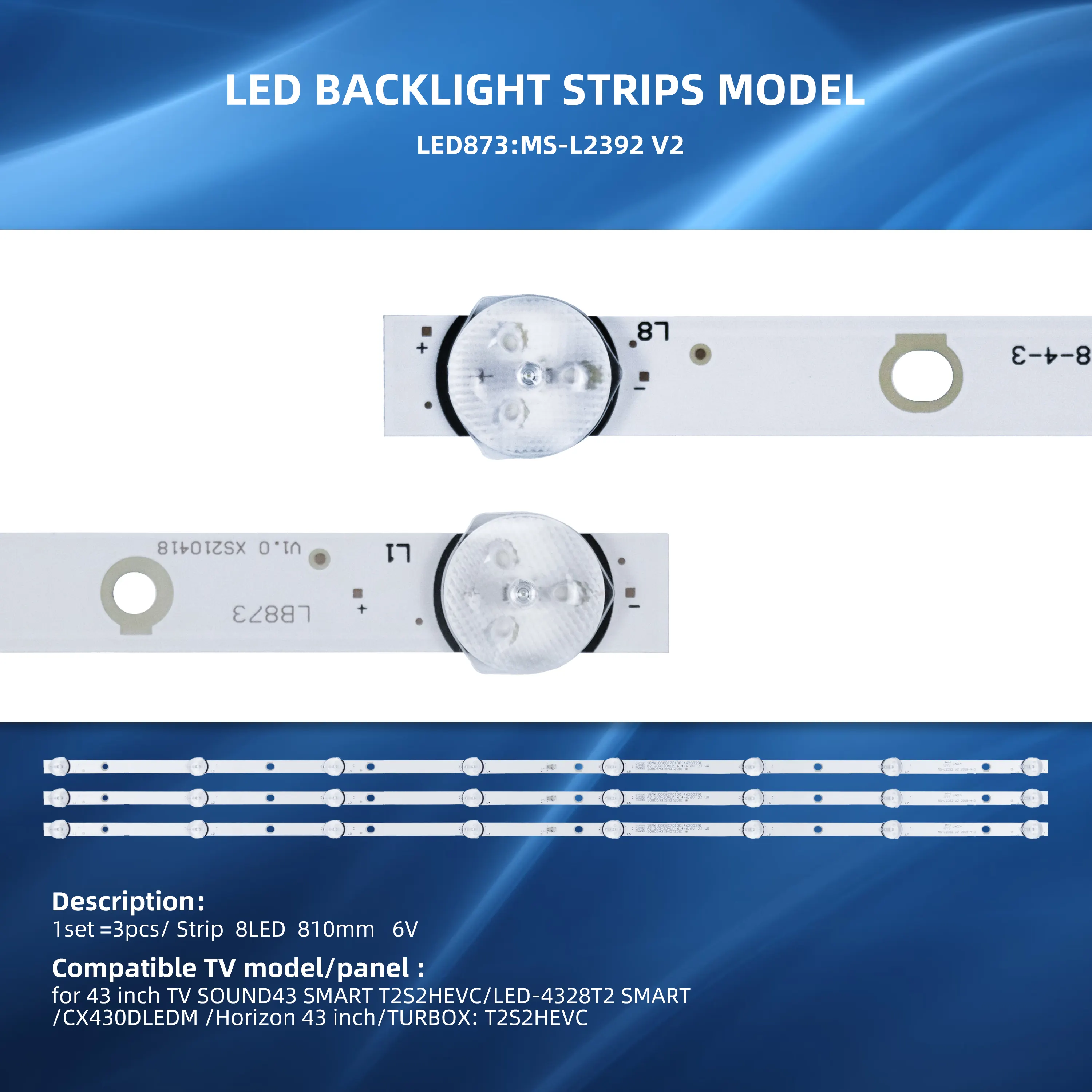 MS-L2392 V2 ТВ LED подсветка полосы для CX430DLEDM LED-4328T2 SMART TV) Светодиодная лента с usb-питанием