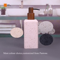 Vente en gros, ensemble de salle de bain en pierre de travertin en marbre naturel polyrésine personnalisé, plateau de rangement divers, boîte à mouchoirs, distributeur de lotion, shampooing