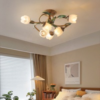 Nordique Simple LED Antique Cuivre Fer Américain Rustique Plafonnier Lustre En Cristal De Luxe pour Salle À Manger Salon pour Villas