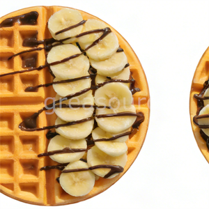 Fausse banane, fraise et gaufre artisanales en plastique écologique, modèle 18 cm, réaliste, avec crème fouettée et gouttelettes de chocolat, accessoire de décoration - Product Image 3