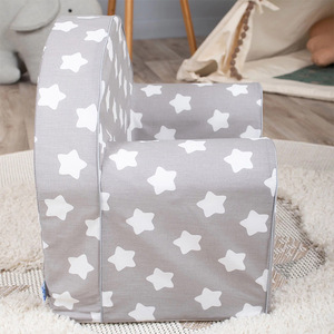 Canapé pour enfants en tissu gris, mousse à haute élasticité, design minimaliste, pour enfants de 2 ans et plus, capacité d'accueil 1 personne, avec accoudoirs - Product Image 4