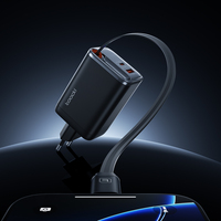 Toocki pengisi daya Cepat 3 port, kabel pengisian daya Cepat Tipe c layar LED untuk Multi perangkat, efisiensi tinggi US 67W GaN