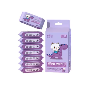 Novo Produto Pequeno Embalado 64Pcs Mini Pacote Toalhetes Não tecidos Limpeza Tecido Molhado Mini Toalhetes Húmidos