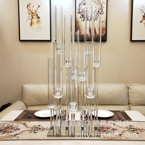 Trang trí thanh lịch pha lê người giữ ngọn nến đứng đám cưới cao nến bàn kính trang trí trung tâm - Product Image 2