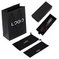 Boîte d'emballage en papier pour lunettes de soleil, personnalisée avec logo d'usine, luxe, populaire, noir et blanc, étui et sac pour lunettes de vue en stock