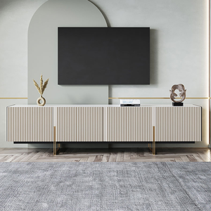 Meuble de rangement en bois blanc meuble TV avec <span class=keywords><strong>Console</strong></span> multimédia rétractée à 4 tiroirs meuble TV moderne pour salon - Product Image 1