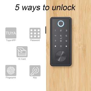 Serrure de porte d'entrée à pêne mort Wifi Cerradura Con Lector Huellas Serrure de porte intelligente sans clé à empreinte digitale numérique - Product Image 2