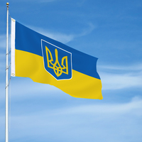 Vente en gros de drapeaux ukrainiens en polyester avec logo personnalisé de 3*5 pieds Décorations de vacances pour événements en soie pour agences de voyages automobiles
