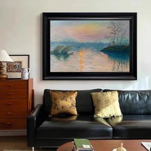 Pintura al Óleo Personalizada de Arte Minimalista Moderno, Estilo Atardecer, Arte Acuático Atmosférico, Pintura Acrílica para Hogar y Galería - Product Image 4