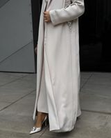 Abaya Classique 2025 – Meilleure Vente Aïd en Turquie avec Perles et Paillettes – Abaya de Luxe Sur Mesure Minimaliste – Kimono Fille – Manteau Fin Musulman – Abaya Arabe