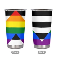 Gobelet isotherme personnalisé en acier inoxydable de 20 oz, thème arc-en-ciel LGBT, pour les voyages en voiture, la plage, les pique-niques et les barbecues
