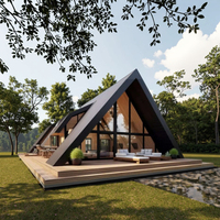 Villa préfabriquée de luxe en forme de triangle, design en acier imperméable, pour usage résidentiel et professionnel