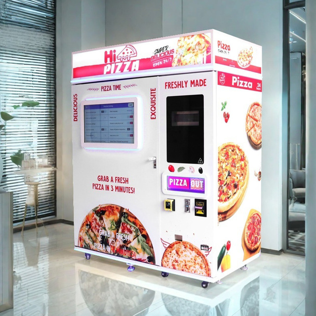Smart Indoor Hot Pizza Vending Machine Automated Touchscreen Coin Operate Cash QR Code Remote Monitoring Cloud-Based Management