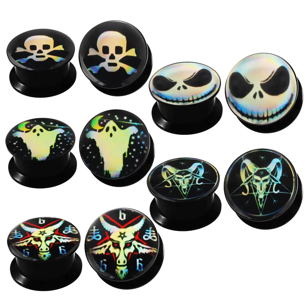 Wholesale Various Size Custom New Drop Glue Colored Ear Tunnels Plugs Punk Style Removable Unisex Acrylic Ear Tunnels Plugs
