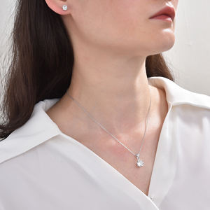 Perhiasan Zirkonia Kubik untuk Wanita, Perak Sterling 925 Berlapis Platinum Anti Alergi, Set Kalung Liontin CZ, Anting, dan Anting Telinga - Product Image 2