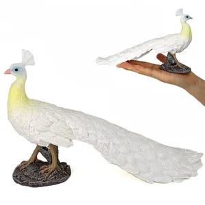 Decoración de pájaro sólido de plástico Juguete de pavo real artificial Diversión para niños Modelo de Pájaro lindo Juguete de animal Decoración de pavo real educación