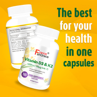 Complément alimentaire Shecome Vitamine D3 K2 haute puissance pour adultes, soutient la santé des os, améliore l'immunité, capsules de Vitamine D3 K2