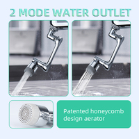 TOPWAY M24 * 1 Aérateur de robinet de cuisine chromé personnalisé usine bricolage économie d'eau 2 Jet double fonction 1080 degrés pulvérisation moderne