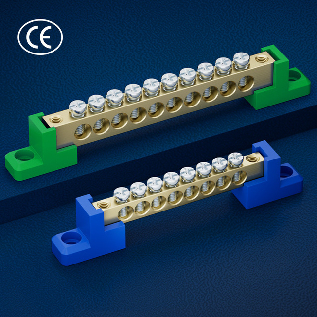 Factory Direct Sales High-Current Distribution Zero Wire Wiring Bar Copper Terminal Grounding Brass  with Plastic Feet