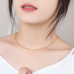 Collana con Catena di Perline Color Oro per Donne, Catenina Minimalista per Clavicola, Gioielli Semplici e alla Moda - Product Image 2