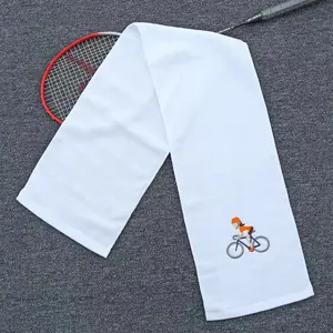 Grosir handuk wajah katun 100% handuk tangan kustom putih dengan logo bordir untuk kain lap
