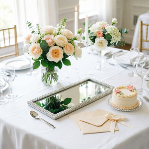 Plateau miroir rectangulaire compact de luxe en strass, en peau de chat, pour décoration de <span class=keywords><strong>table</strong></span> de mariage et fiançailles, vente en gros - Product Image 1