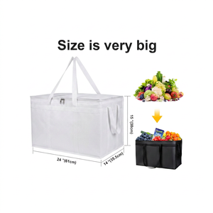 Large Black Polyester Insulated Silk Screen Printed Reusable Grocery <b>Bag</b> Cooler Tote Zipper Shoulder Shopping Carrier for - Product Image 5