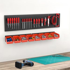 Contenedores de Almacenamiento Rectangulares para Montar en la Pared, 16 Contenedores de Plástico para Organización de Herramientas, Garaje, Sala de Manualidades, Tienda (Paquete de 4, Naranja-rojo) - Product Image 2