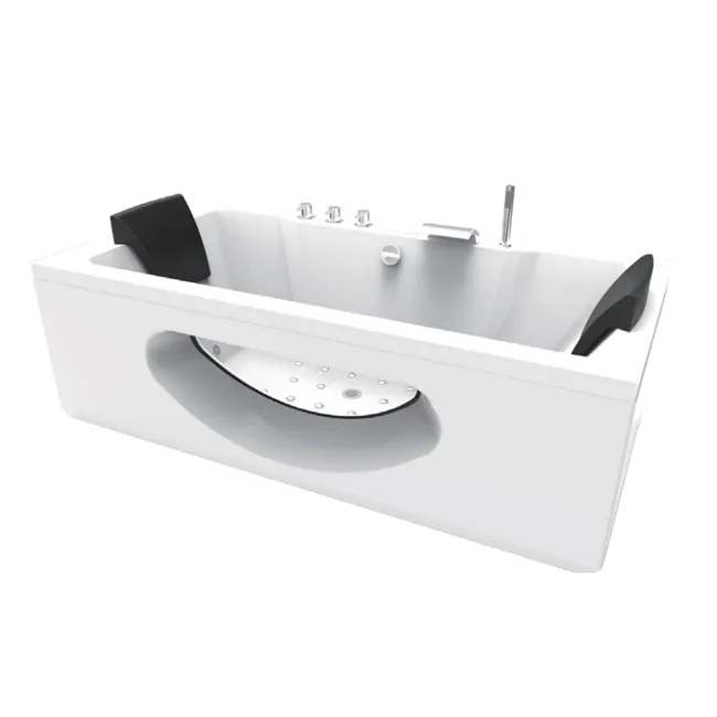 HUIDA कांच की खिड़की डिजाइन बाथरूम 3 साइड पैनल भँवर एक्रिलिक मालिश बाथटब