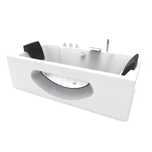 HUIDAガラスウィンドウデザインバスルーム3サイドパネルワールプールアクリルマッサージ浴槽