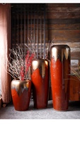 Vase à fleurs en porcelaine rouge, dispositif chinois à haute température, vase de sol en céramique rouge, décoration de luxe pour la maison