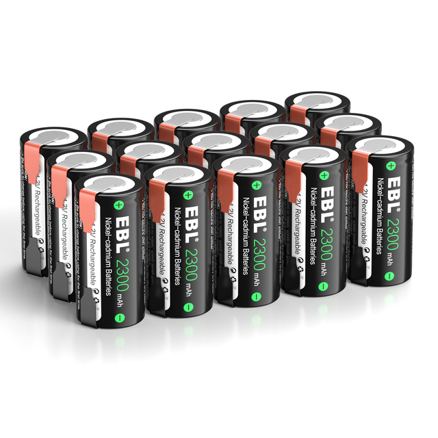 Ebl 15 Packs 1.2V Flat Top Power Tools Rechargeable Battery 2300Mah Sub C Nicd Batteries With Tabs