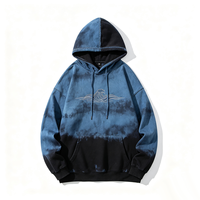 Sweat-shirt à capuche oversize streetwear, imprimé vague marine Kornit DTG, effet délavé contrastant, style vintage