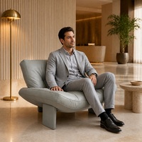 Fauteuil lounge en cuir moderne, fauteuil d'appoint bas sans accoudoirs, mobilier de loisirs minimaliste pour hall d'hôtel, salon, club
