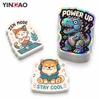 Autocollants personnalisés Yingao, découpe numérique, impression numérique, résistants à l'eau, résistants aux UV, brillants, mignons, kawaii, chien, dinosaure, colorés, adhésif puissant
